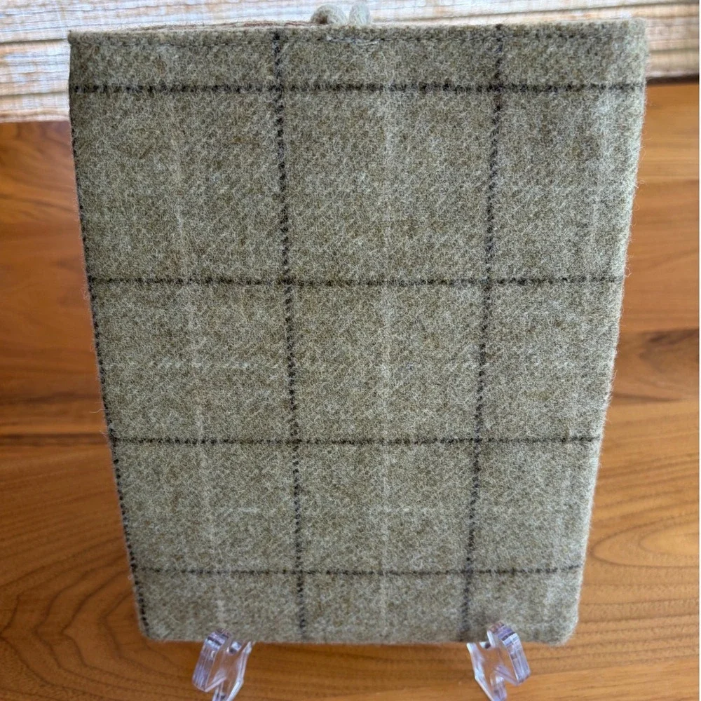Hettie Tablet Case Small Tan Plaid British Wool Moon Cloth Tweed Sleeve